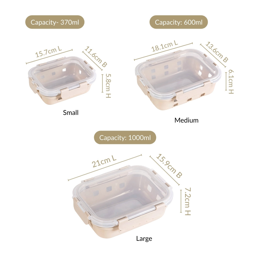 Gripso Food Storage Container With Silicone Sleeves Set Of 3 Beige