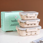 Gripso Food Storage Container With Silicone Sleeves Set Of 3 Beige