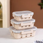 Gripso Food Storage Container With Silicone Sleeves Set Of 3 Beige