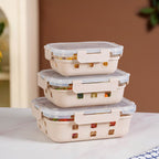 Gripso Food Storage Container With Silicone Sleeves Set Of 3 Beige