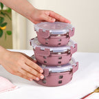 Gripso Food Storage Container With Silicone Sleeves Set Of 3 Mauve