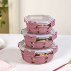 Gripso Food Storage Container With Silicone Sleeves Set Of 3 Mauve