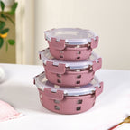 Gripso Food Storage Container With Silicone Sleeves Set Of 3 Mauve