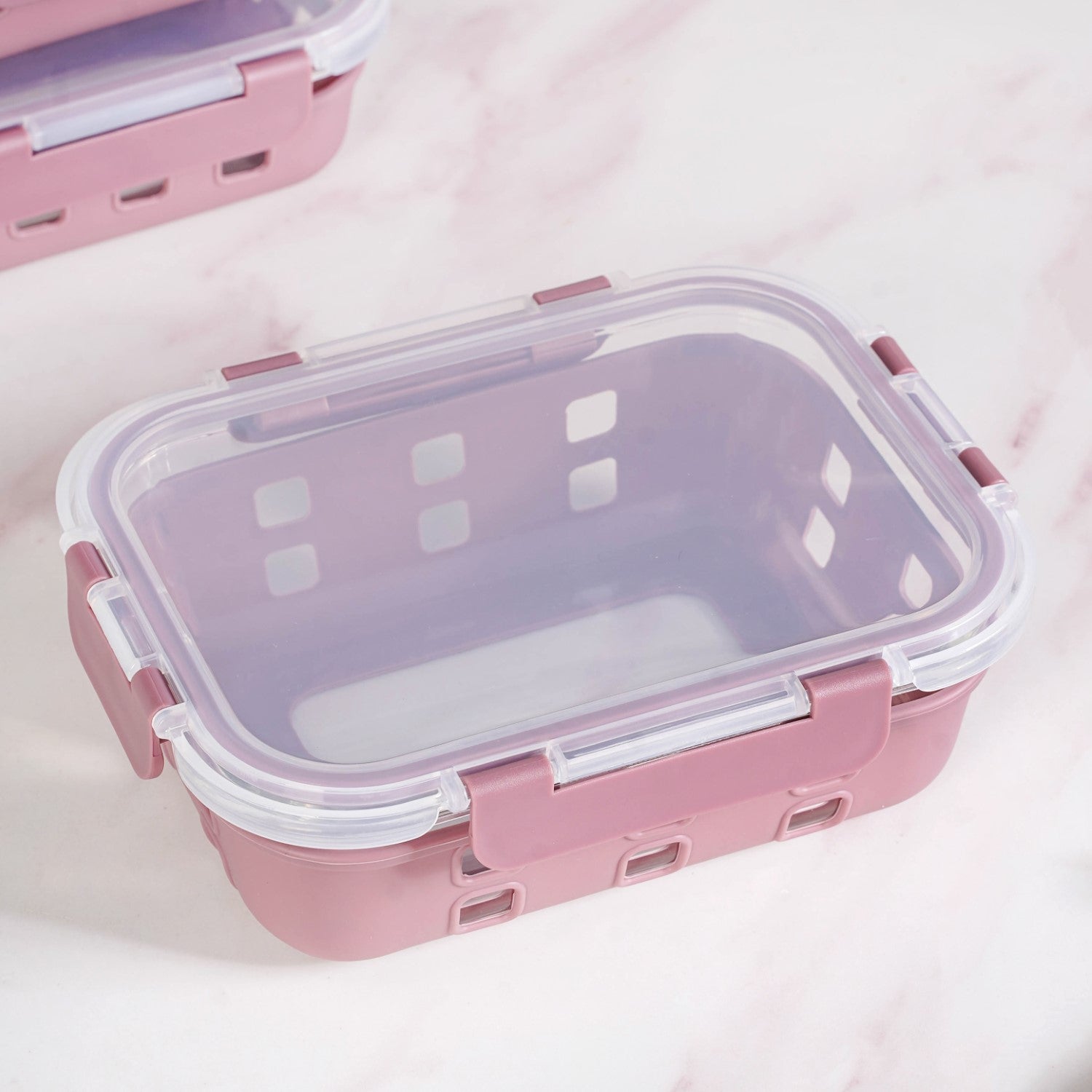 Gripso Glass Lunch Box For Office With Silicone Sleeves Set Of 3 Mauve