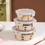 Gripso Microwave Safe Meal Prep Container With Silicone Sleeves Set Of 3 Beige