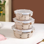 Gripso Microwave Safe Meal Prep Container With Silicone Sleeves Set Of 3 Beige