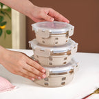 Gripso Microwave Safe Meal Prep Container With Silicone Sleeves Set Of 3 Beige