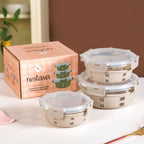 Gripso Microwave Safe Meal Prep Container With Silicone Sleeves Set Of 3 Beige