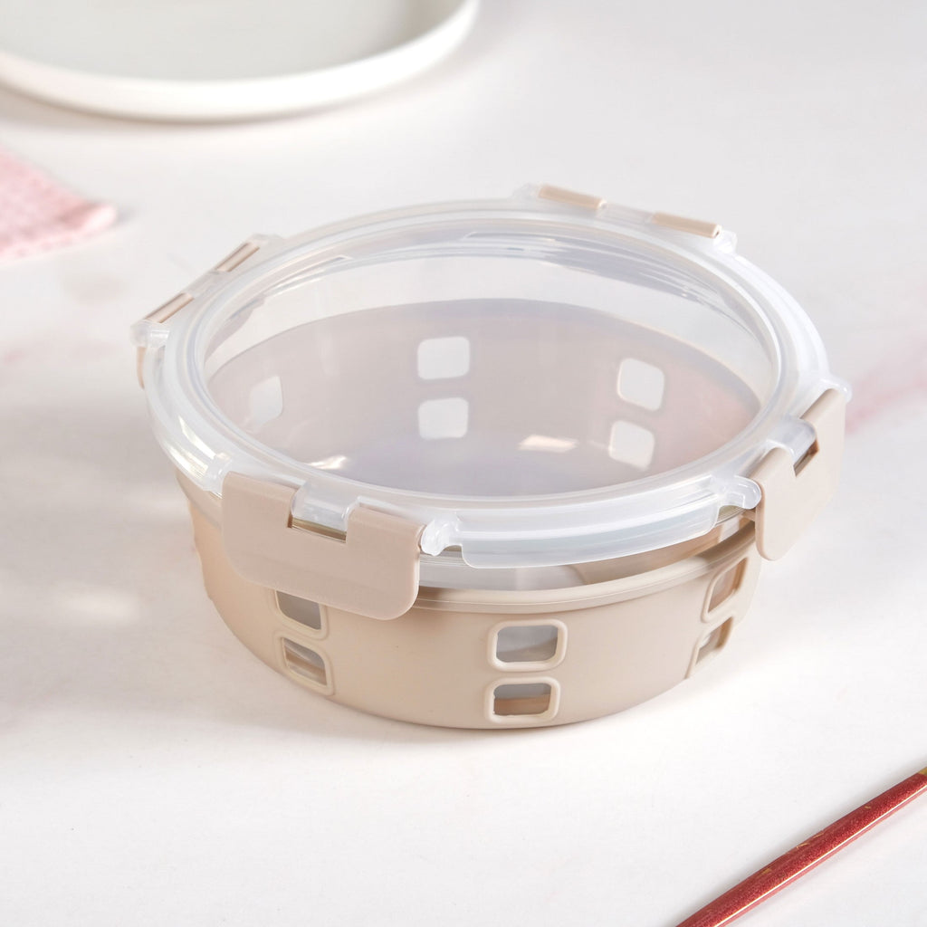 Gripso Microwave Safe Meal Prep Container With Silicone Sleeves Set Of 3 Beige