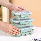 Gripso Microwave Safe Meal Prep Container With Silicone Sleeves Set Of 3 Sage Green