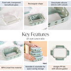 Gripso Microwave Safe Meal Prep Container With Silicone Sleeves Set Of 3 Sage Green