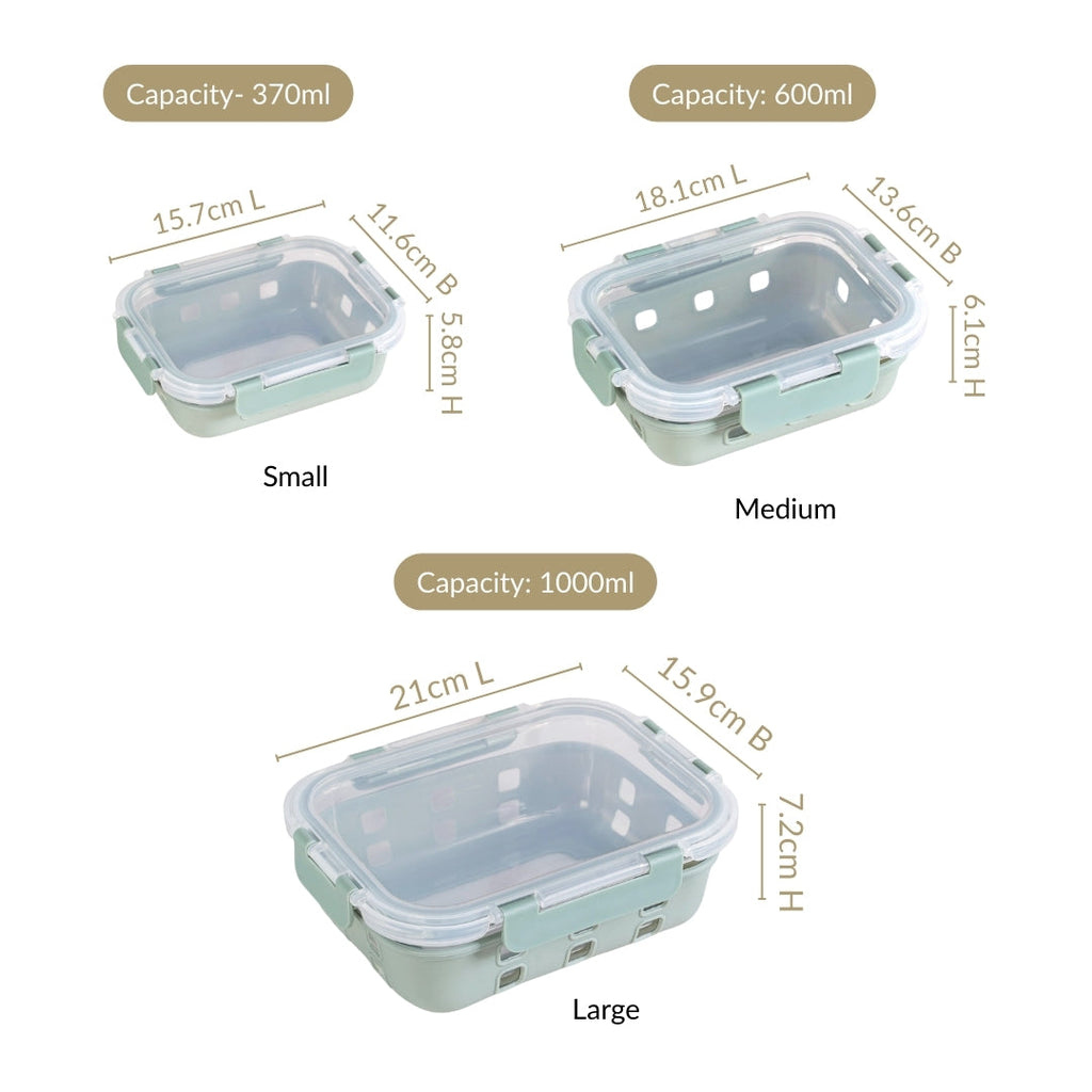 Gripso Microwave Safe Meal Prep Container With Silicone Sleeves Set Of 3 Sage Green