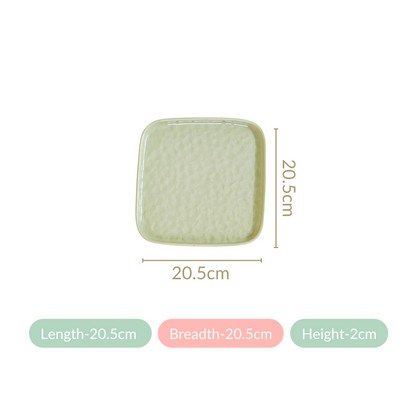 Sage Green Stoneware Square Snack Plate Set Of 4 8 Inch