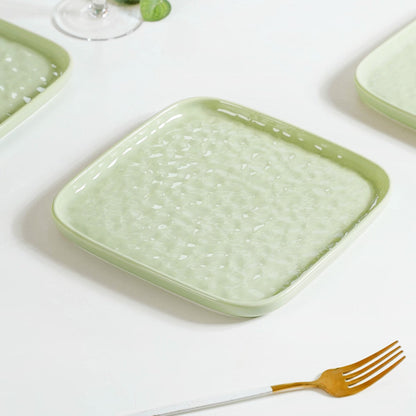 Sage Green Stoneware Square Snack Plate Set Of 4 8 Inch