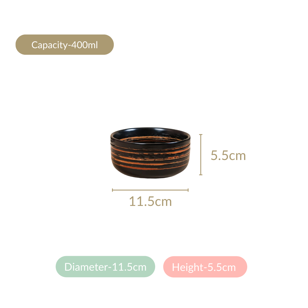 Exotic Ceramic Soup Bowls Black Set Of 4 400ml