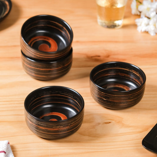 Exotic Ceramic Soup Bowls Black Set Of 4 400ml
