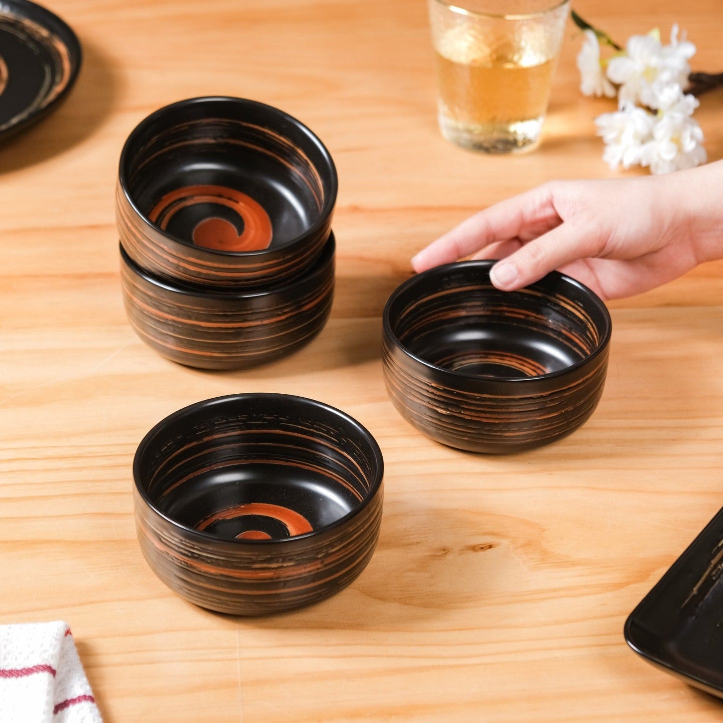 Exotic Ceramic Soup Bowls Black Set Of 4 400ml