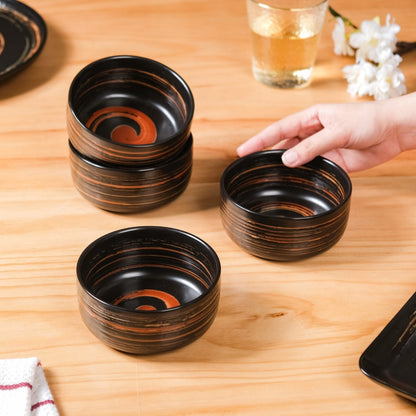 Exotic Ceramic Soup Bowls Black Set Of 4 400ml