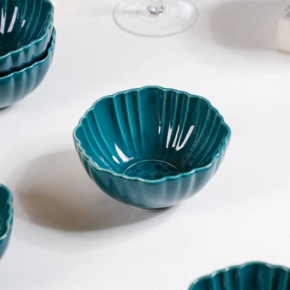 Luxe Ceramic Soup Bowls Dark Green Set Of 4 350ml