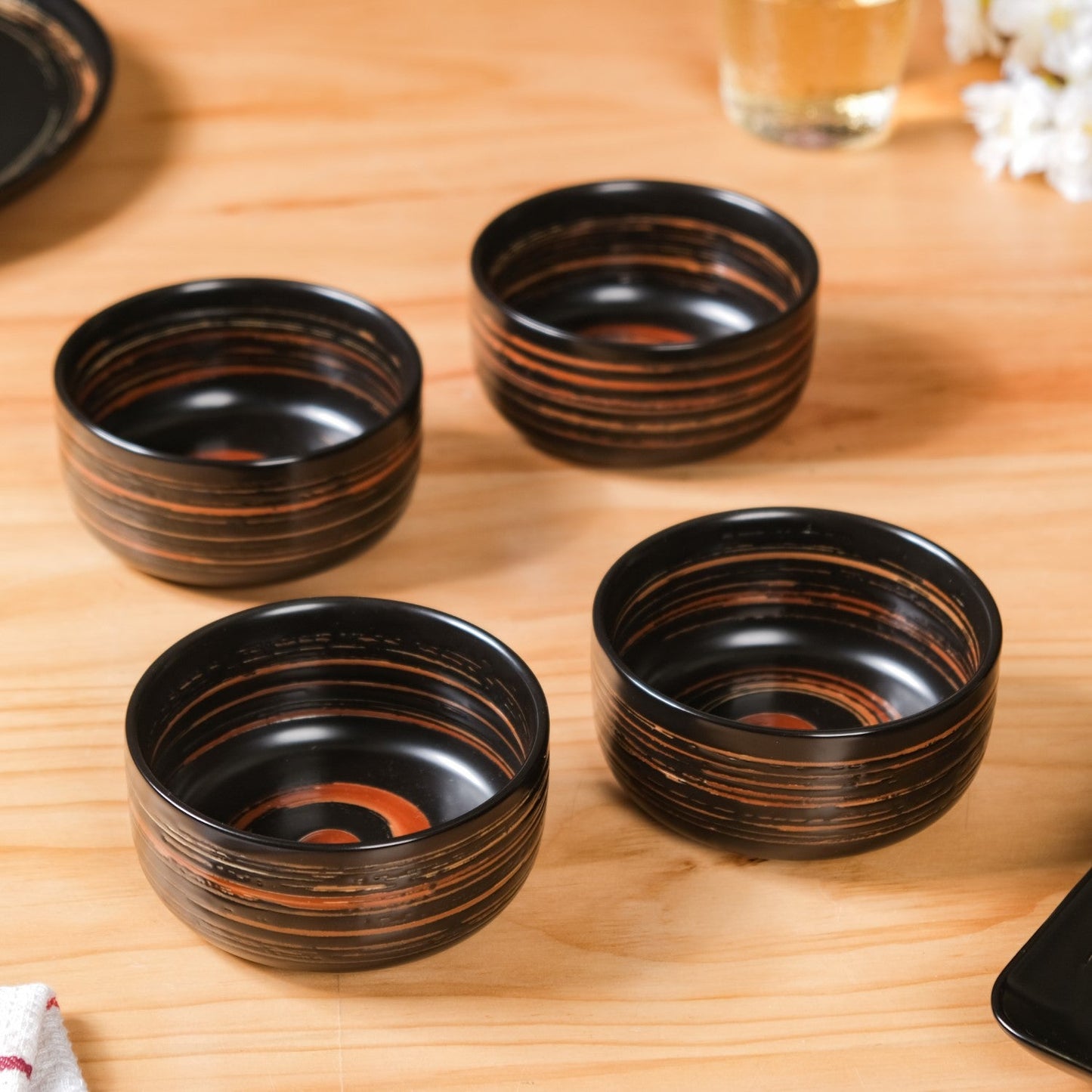 Exotic Ceramic Soup Bowls Black Set Of 4 400ml