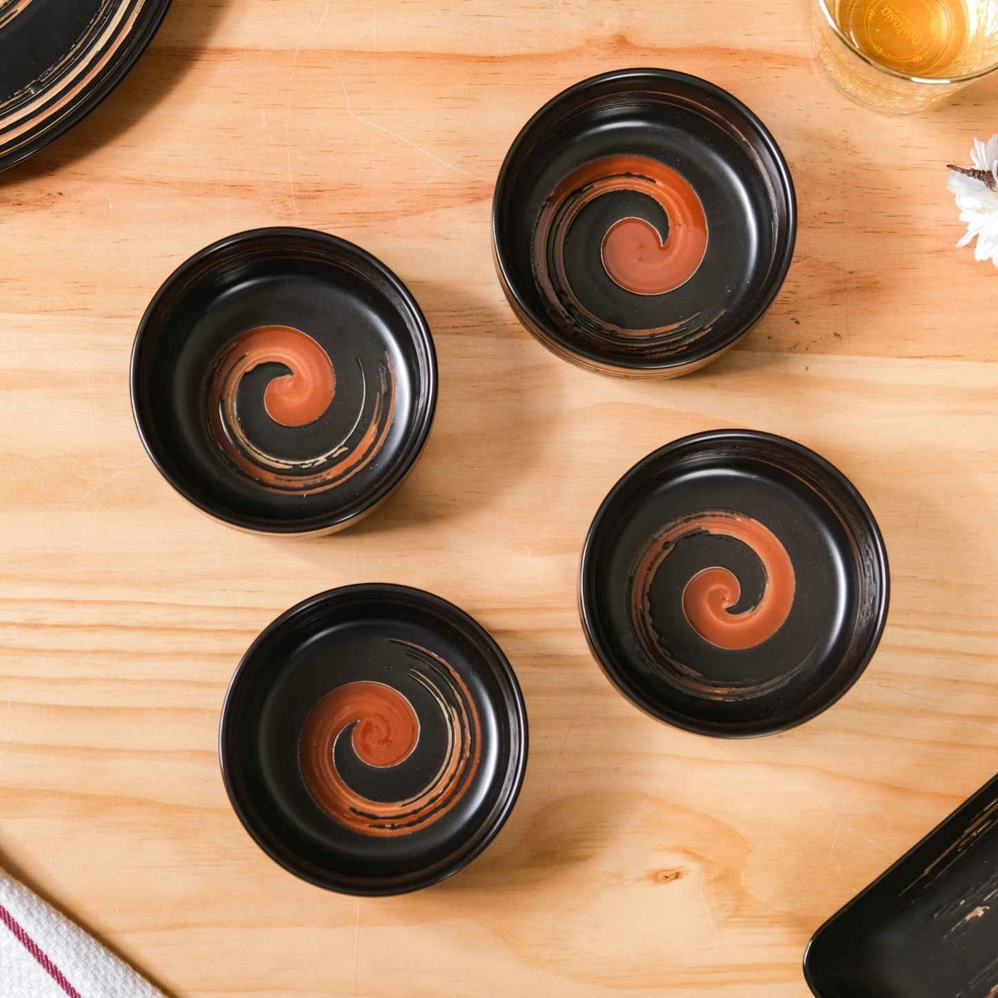 Exotic Ceramic Soup Bowls Black Set Of 4 400ml