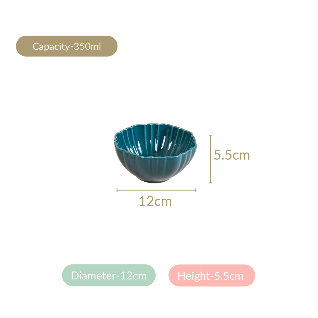 Luxe Ceramic Soup Bowls Dark Green Set Of 4 350ml