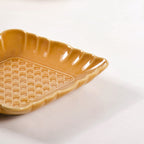 Elegant Scallop Rim Square Platter Set Of 2 Yellow Ochre 8 Inch