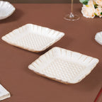 Scalloped Rimmed Square Platter Set Of 2 Ivory 8 Inch