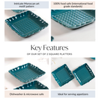 Moroccan Motif Square Platter Dark Green Set Of 2 8 Inch