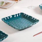Moroccan Motif Square Platter Dark Green Set Of 2 8 Inch
