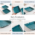 Moroccan Motif Square Platter Dark Green Set Of 2 8 Inch