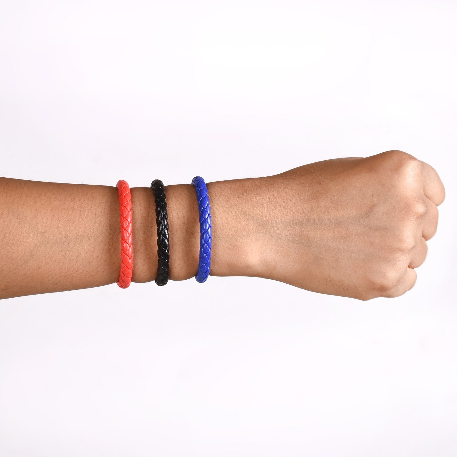 Braided Solid Colour Bracelet Set Of 3