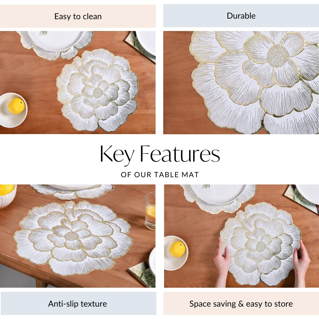 Gold Sunlit Petals Table Mat Set Of 6