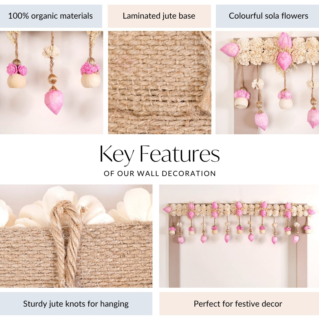 Ecofriendly Bandarwal With Sola Flower Pink