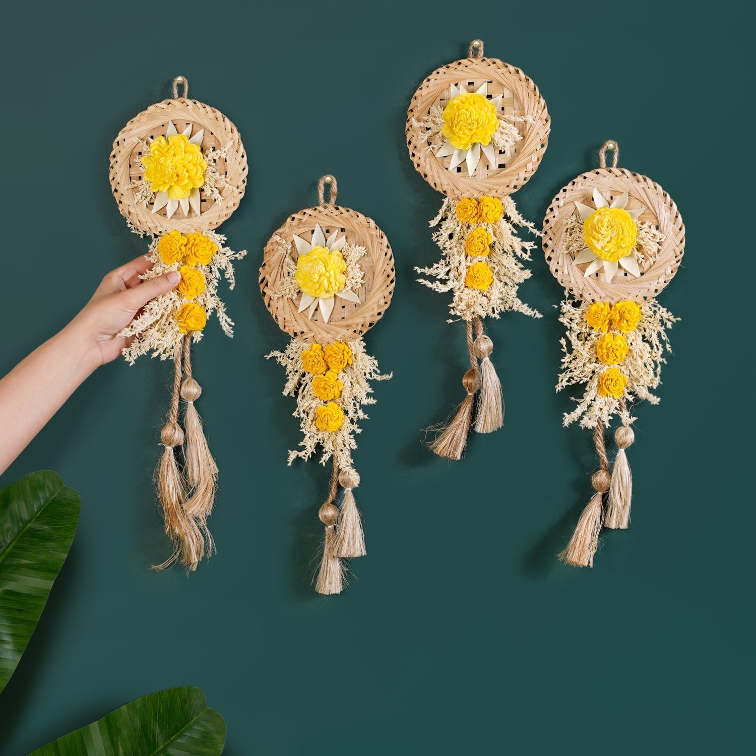 Real Dried Flowers Wall Decor Set Of 4