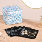 Floral Quilted Jewellery Storage Bag With Pouch Set Of 6 Blue