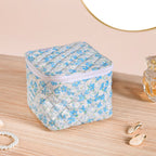 Floral Quilted Jewellery Storage Bag With Pouch Set Of 6 Blue