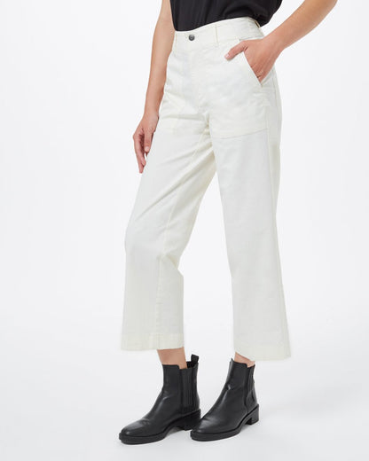 Twill Cropped Wide Leg Pant