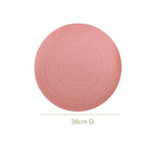 Pink Embossed Warli Design Round Table Mat Set Of 6
