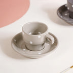 Ceramic Polka Dot Stackable Tea Cup And Saucer Set Of 4 90ml