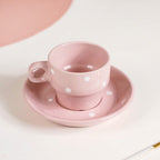 Ceramic Polka Dot Stackable Tea Cup And Saucer Set Of 4 90ml