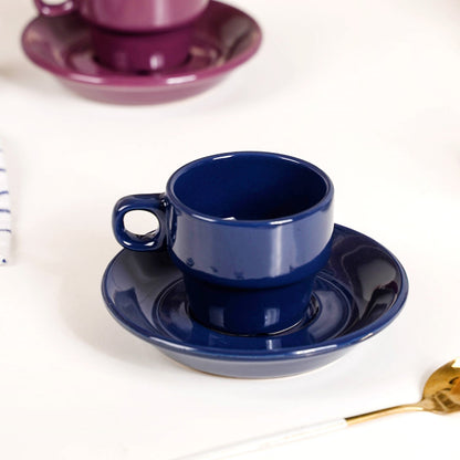 Mini Stackable Tea Cup And Saucer Set Of 4 Multicolour 90ml