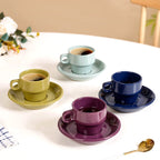 Mini Stackable Tea Cup And Saucer Set Of 4 Multicolour 90ml