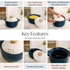 Cera Ceramic Cooking Pot With Lid Teal 2400ml