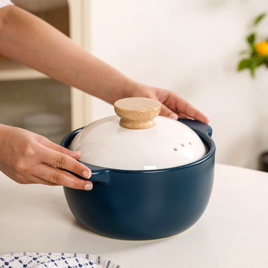 Cera Ceramic Cooking Pot With Lid Teal 2400ml