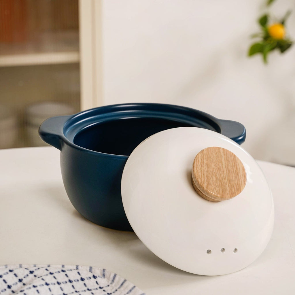 Cera Ceramic Cooking Pot With Lid Teal 2400ml