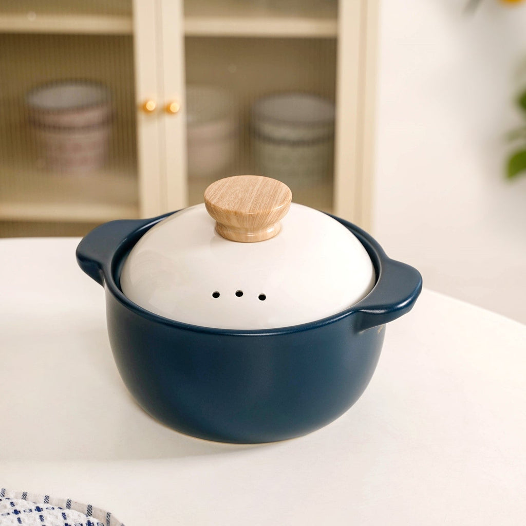 Cera Ceramic Cooking Pot With Lid Teal 2400ml