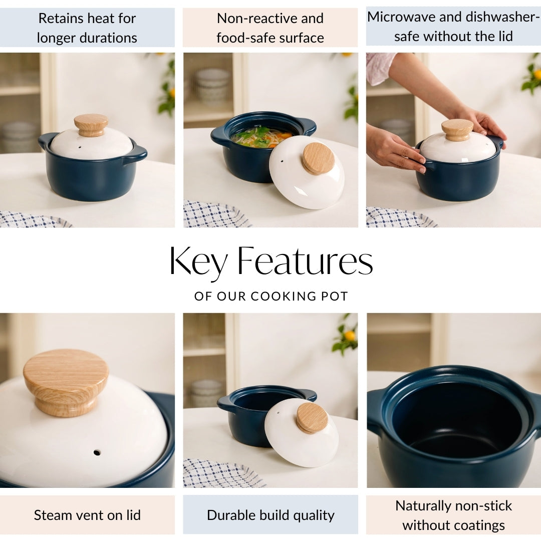 Cera Korean Stew Pot With Lid Teal 1150ml