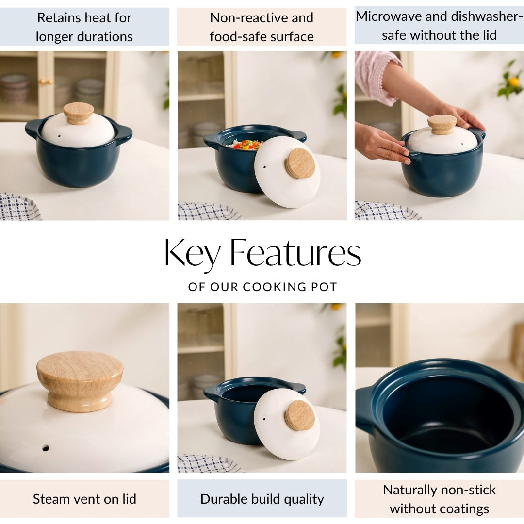 Cera Cooking Pot With Lid Teal 1800ml