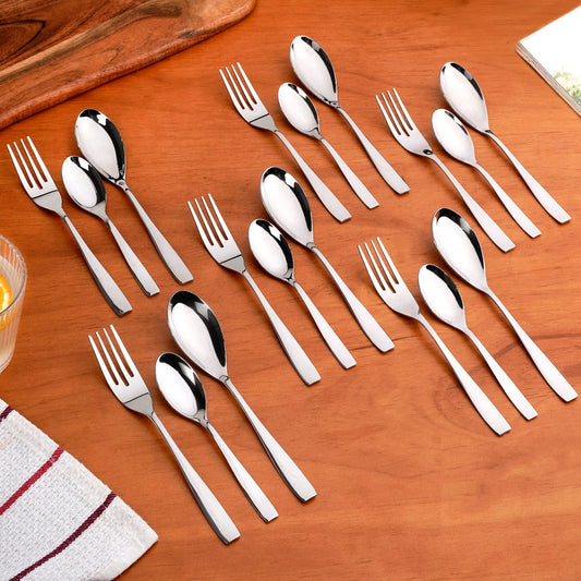 Modern Quenelle Stainless Steel Cutlery Set Of 18